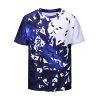 T-shirt Ciel Etoilé Imprimé à Manches Courtes - Bleu XL