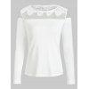 T-shirt Panneau Applique en Maille à Manches Longues - Blanc XL