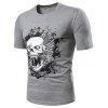 T-shirt Crâne Imprimée à Manches Courtes - Gris 2XL