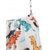 Plus Size Dinosaur Print Ruffled Dress With Twist Top - GRAY 1X