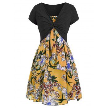 

Floral Cami Dress with Plunging T-shirt, Bee yellow