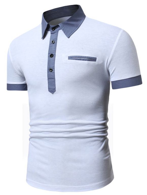 T-shirt Style Décontracté avec Bouton Design - Blanc 2XL