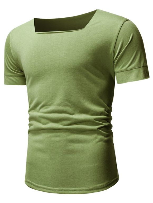T-shirt Décontracté en Couleur Unie à Manches Courtes - Vert Pistache M