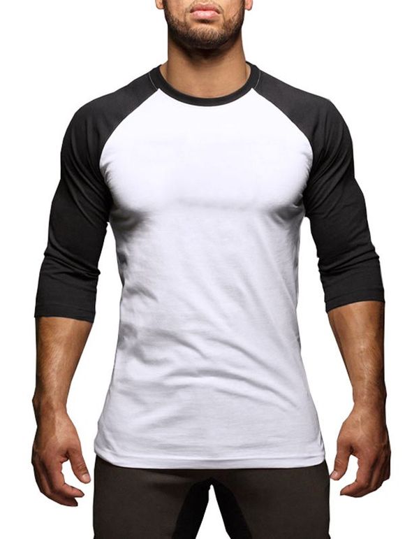 T-shirt Décontracté en Couleur Jointive Design - Noir M