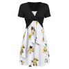 Ensemble de T-shirt Tordu et de Robe Drapé Fleur à Bretelle - Noir M