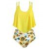 Ensemble de Tankini Tournesol Superposé Contrasté de Grande Taille - Jaune M