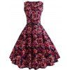 Robe Vintage Florale à la coupe évasée - multicolor 2XL