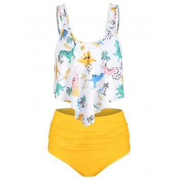 

Padded Dinosaur Print Tankini Set, Yellow