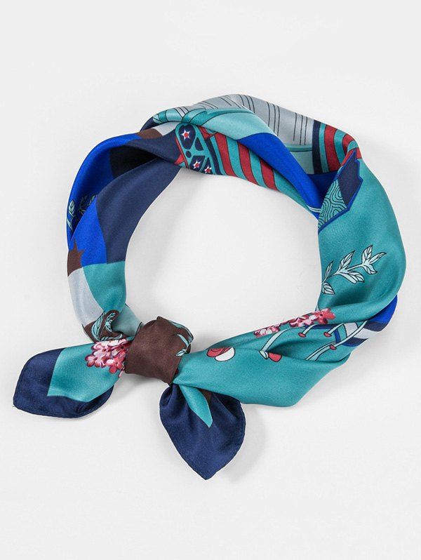 

Print Giraffe Flower Twill Square Scarf, Dodger blue