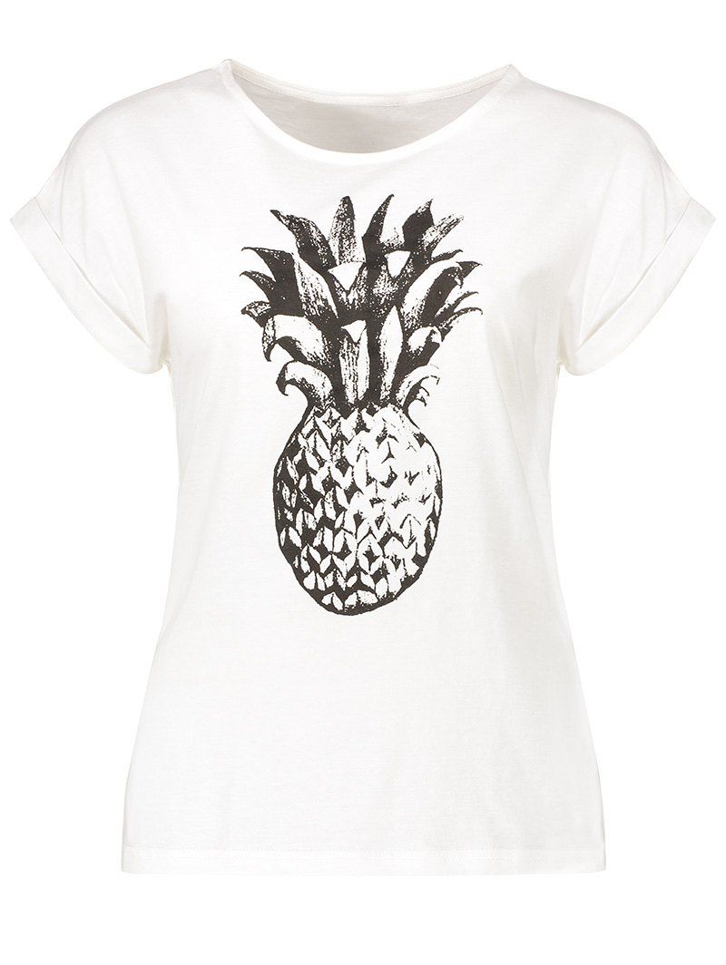 

Pineapple Print Round Neck T-Shirt, White