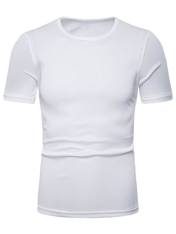 T-shirt Décontracté Manches Courtes en Couleur Unie - Blanc M