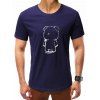 T-shirt Décontracté Ours Abstrait Imprimé - Bleu L
