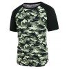 T-shirt Camouflage Imprimé Manches Raglan à Col Rond - Vert Armée 2XL