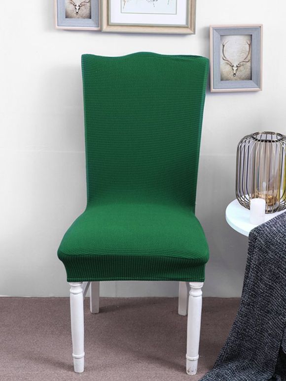 Housse de chaise tricotée élastique de couleur unie - Vert profond 