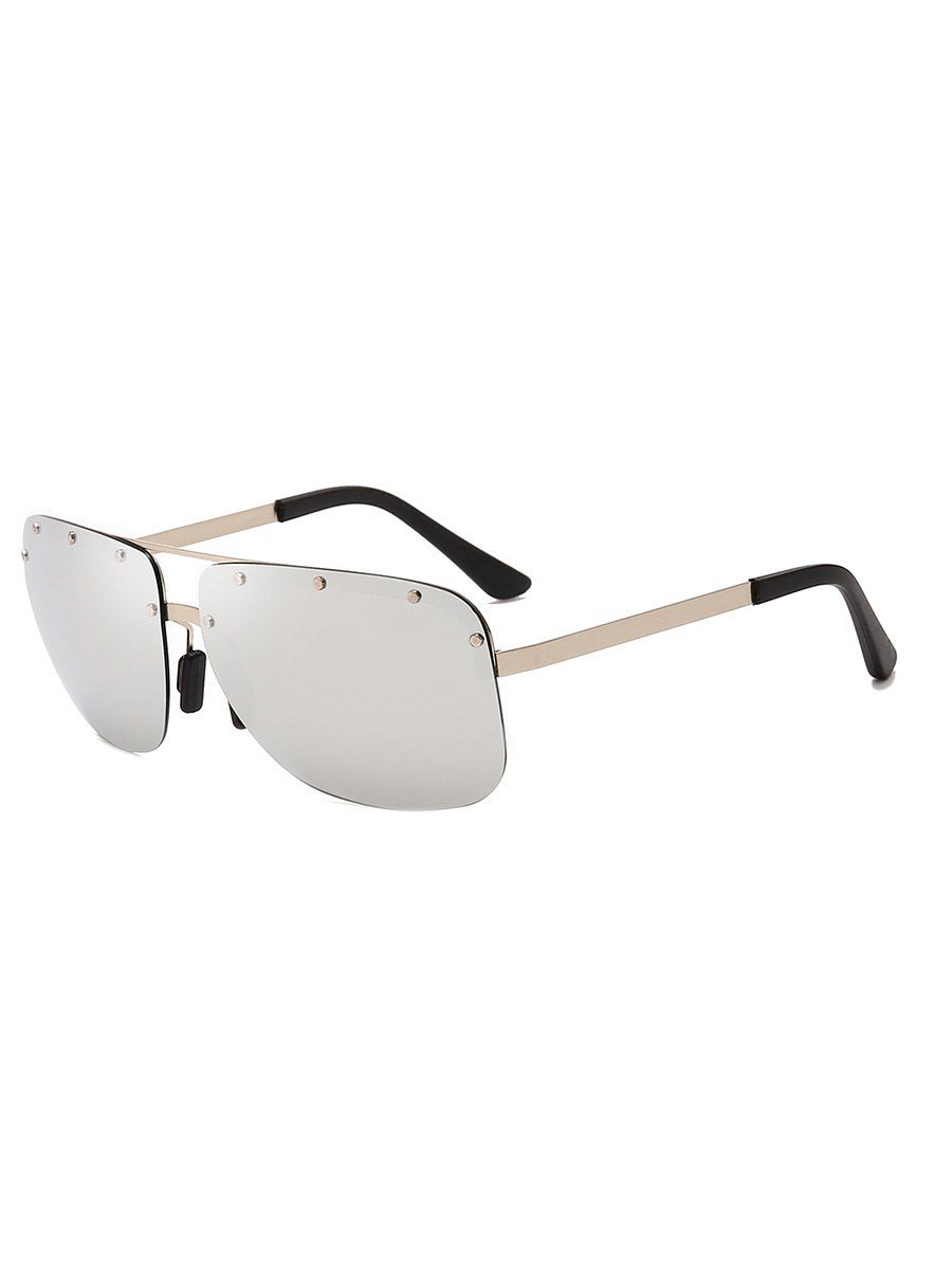[17 OFF] 2021 Rivet Rectangle Polarized Rimless Sunglasses In PLATINUM