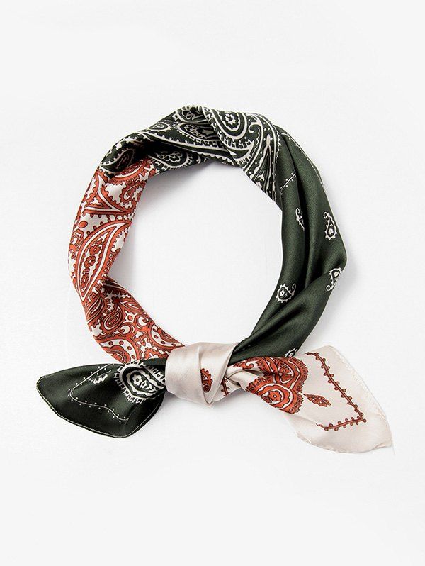 

Paisley Print Square Scarf, Dark green