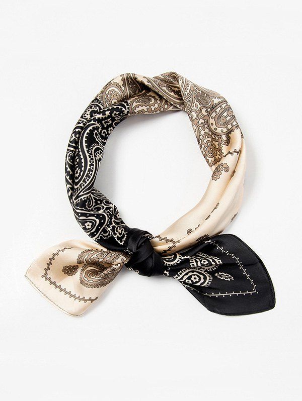

Paisley Print Square Scarf, Black
