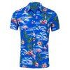 T-shirt Fleuri Animal Imprimé à Manches Courtes - Bleu S