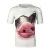 T-shirt Décontracté Motif de Cochon à Manches Courtes - Blanc 2XL