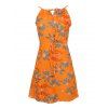 Robe Mi-longue à Bretelles à Imprimé Floral à Cordon de Serrage de Vacances - Orange Foncé L
