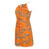 Robe Mi-longue à Bretelles à Imprimé Floral à Cordon de Serrage de Vacances - Orange Foncé M