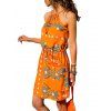Robe Mi-longue à Bretelles à Imprimé Floral à Cordon de Serrage de Vacances - Orange Foncé XL