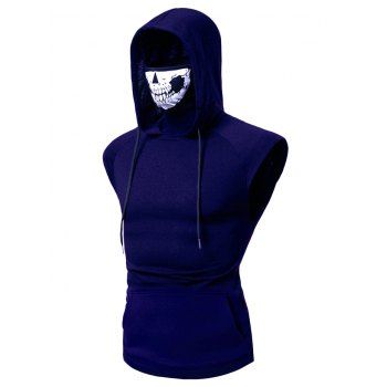 

Mask Skull Hooded Pullover Vest, Blue