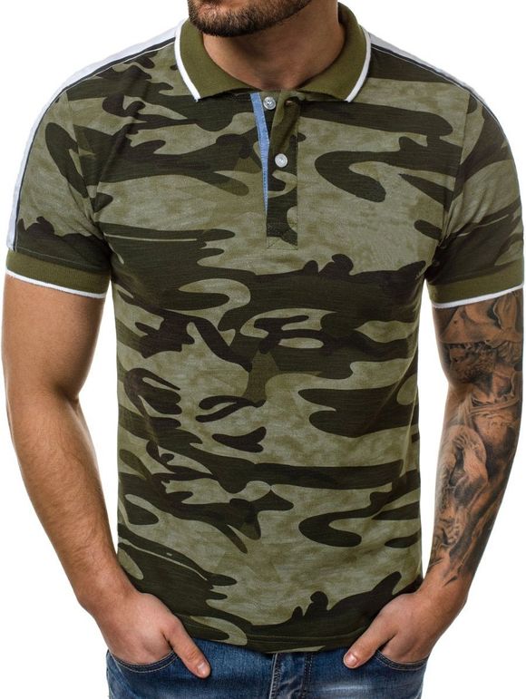 Chemise Camouflage Imprimé à Col Chemise - Vert Armée XS