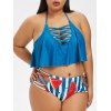 Ensemble de Bikini Croisé Pastèque Imprimée de Grande Taille - multicolor A 3X