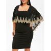 Robe Moulante à Ourlet en Dentelle de Grande Taille à Volants - Noir L