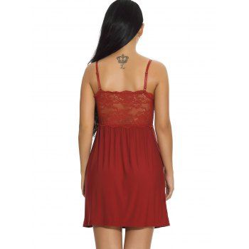 Buy Bowknot Embellished Lace Panel Babydoll. Picture