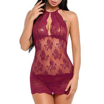 Backless See Through Lace Babydoll