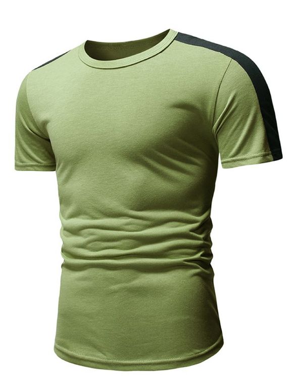 T-shirt Style Décontracté à Col Rond - Vert Oignon 2XL
