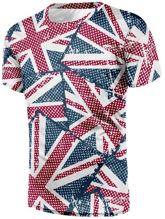 T-shirt Drapeau Britannique Imprimé à Manches Courtes - multicolor S
