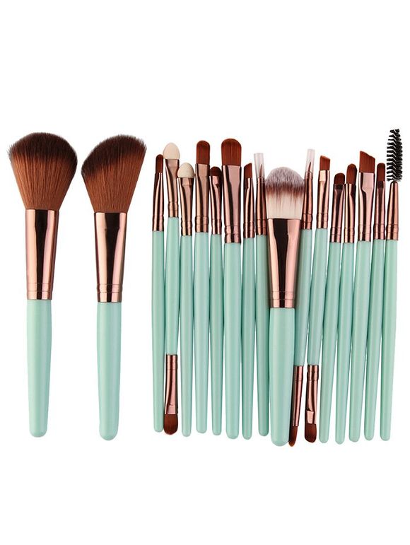 18Pcs Multipurpose Facial Makeup Brushes Set - GREEN / BROWN 