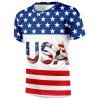 T-shirt Décontracté Drapeau Américain Lettre Imprimée - multicolor M