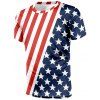T-shirt Drapeau Américain Imprimé à Manches Courtes - multicolor XL