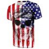T-shirt Crâne Pirate Drapeau Américain Imprimés - multicolor M