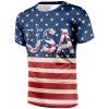 T-shirt Rétro Drapeau Américain Imprimé à Manches Courtes - multicolor M