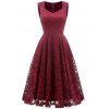 Sweetheart Sleeveless Lace Overlay Dress - RED WINE 2XL
