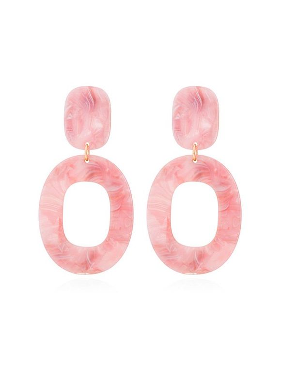 Oval Stone Pattern Drop Earrings - LIGHT PINK 