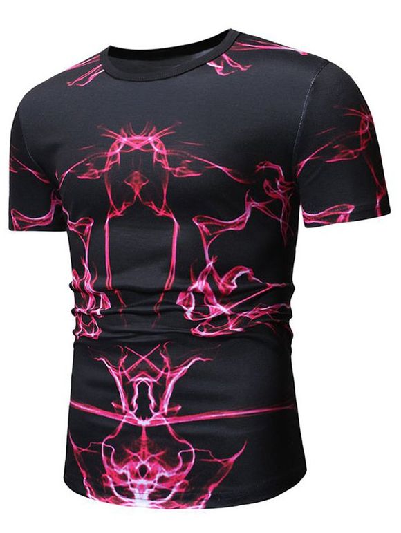 T-shirt Cool Abstrait Imprimé à Col Rond - Noir XL