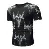 T-shirt Cool Lettre Abstraite Imprimée à Col Rond - Noir 3XL