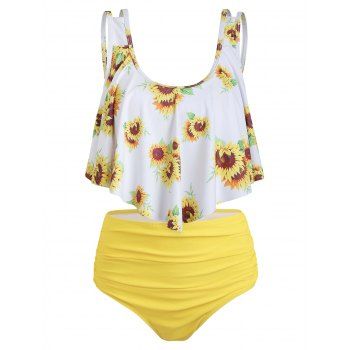 

Sunflower Striped Ruched Tankini Set, Yellow