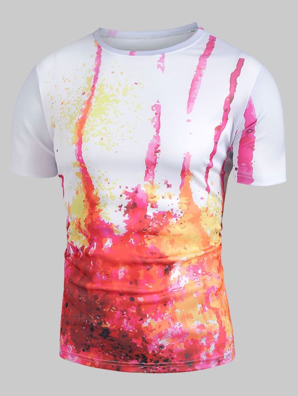 T-shirt Peinture Eclaboussée à Manches Courtes - multicolor S