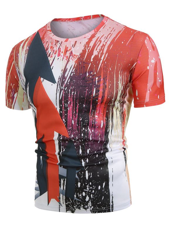 T-shirt Flèche Imprimée Partout à Col Rond - multicolor 3XL