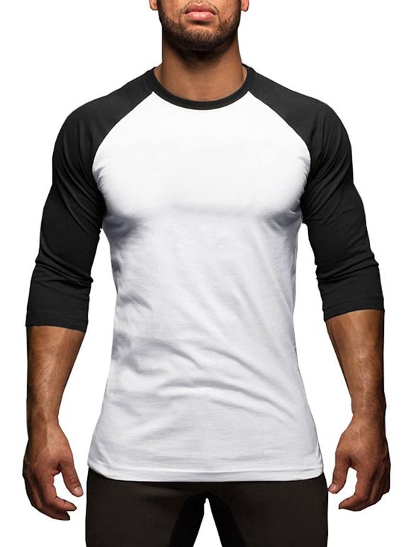 T-shirt Jointif en Blocs de Couleurs à Manches Raglan - Noir XL