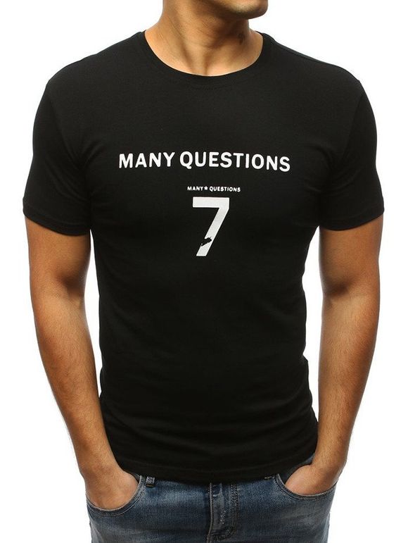 T-shirt Décontracté Lettre Imprimée - Noir L