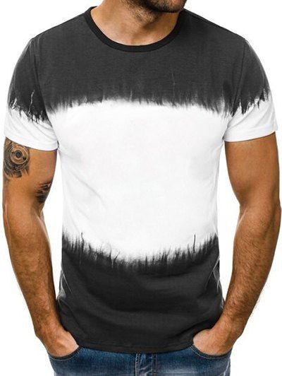 T-shirt Casual à manches courtes Ombre Design - Blanc M
