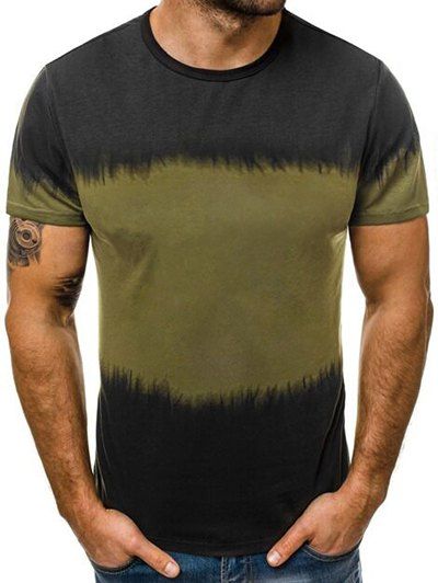 T-shirt Casual à manches courtes Ombre Design - Vert Armée XS